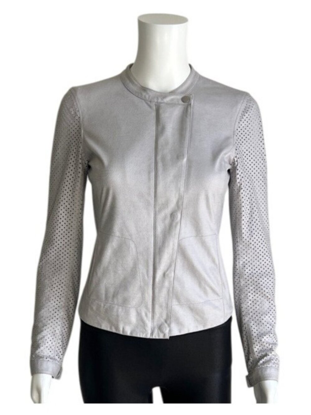 Armani Exchange Women's Short Gray Biker Style Jacket Size XS
